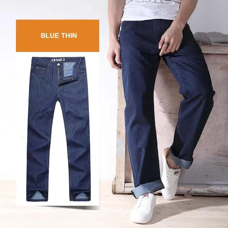 4 Season Mens Jeans Pants Straight Loose Baggy Harem Denim Pants