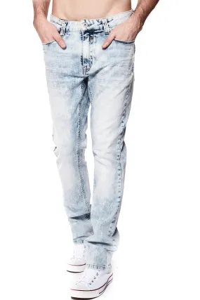 5 Pocket Straight Fit Jeans - Light Indigo Acid Wash