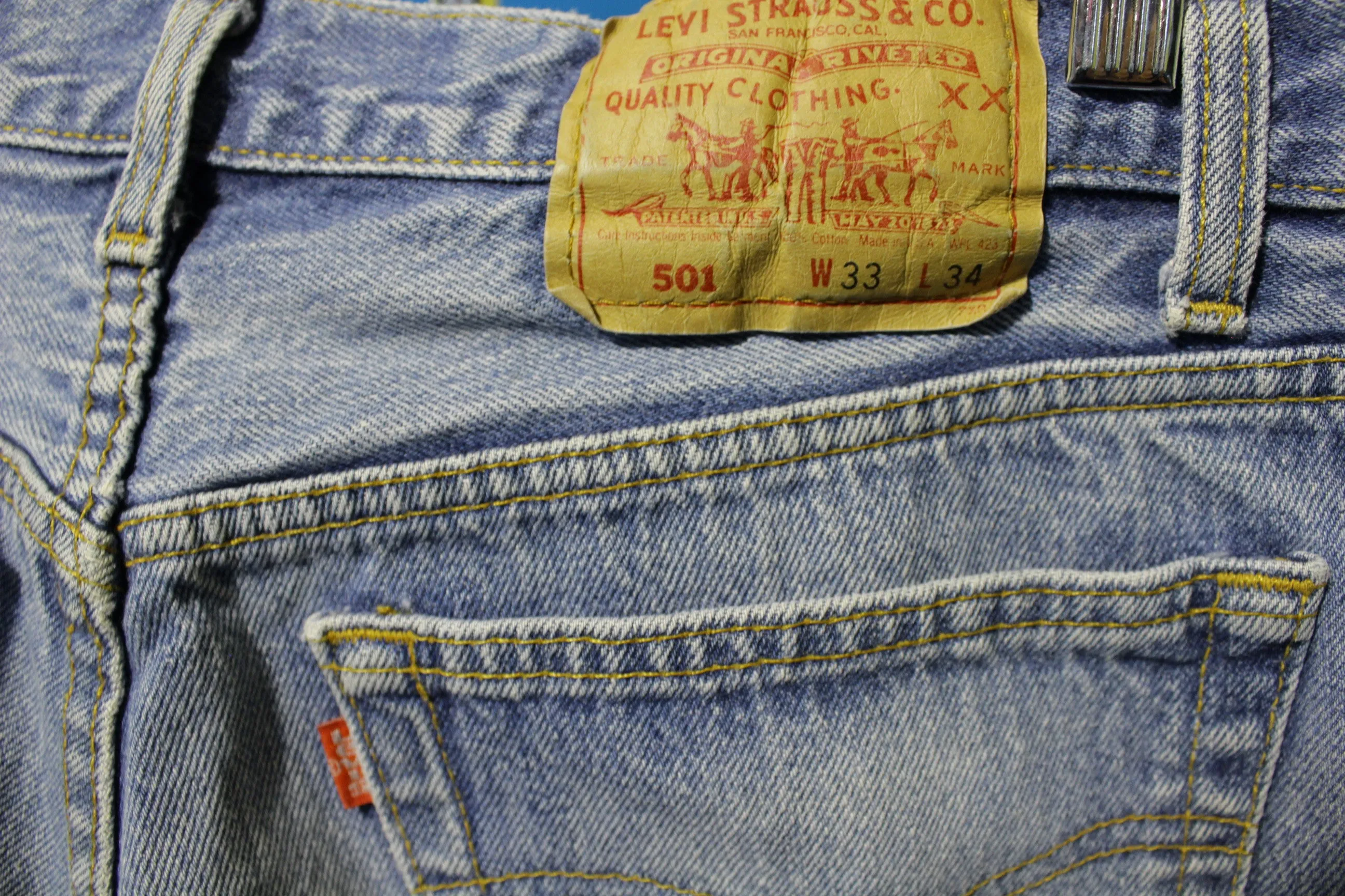 80s Levis 501 Button Fly Jeans. Vintage USA Made Faded Distressed Denim 30x30