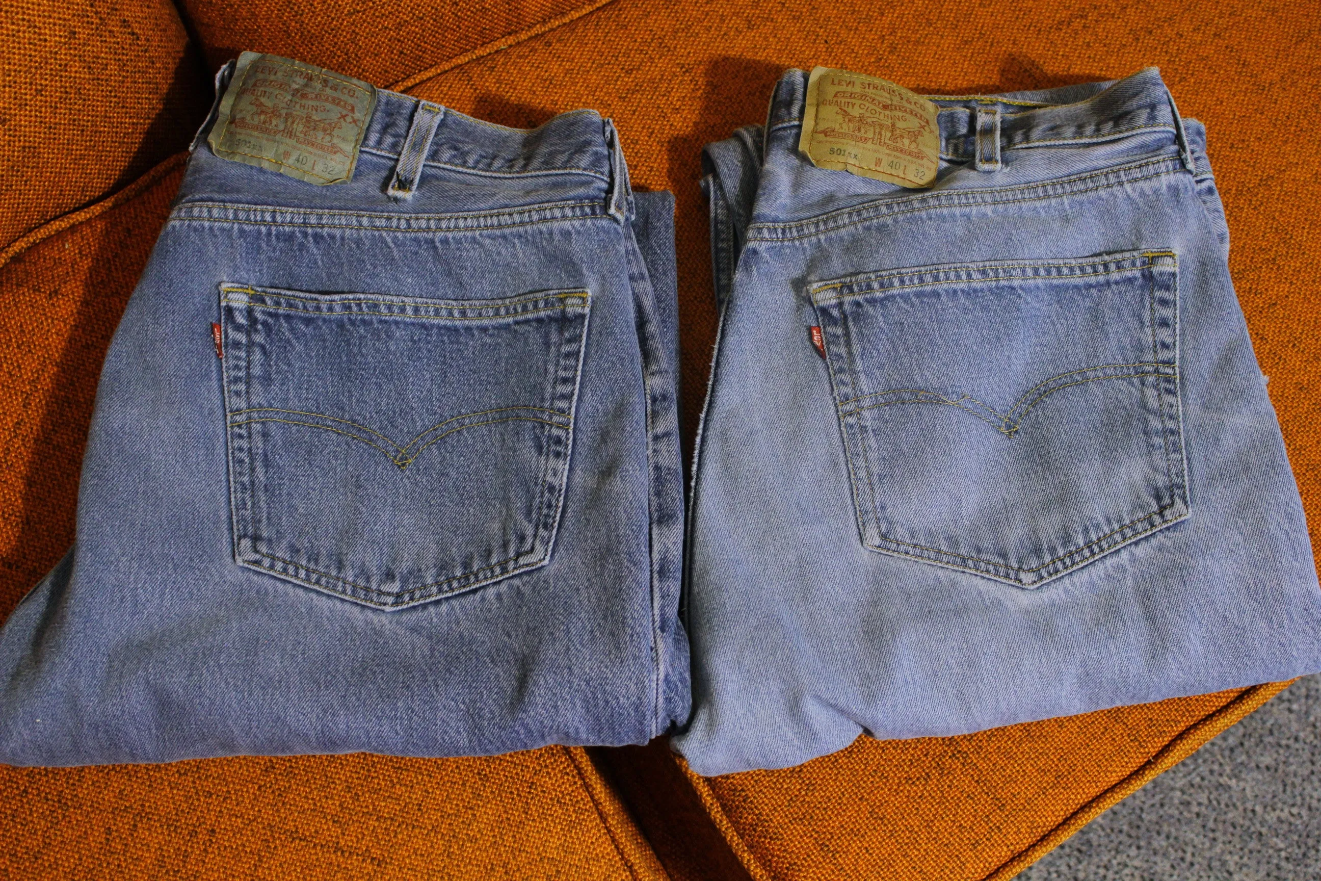 90s Levis 501 Button Fly Jeans Lot Of 2 Vintage Grunge Punk USA Made 501xx 36 x 29