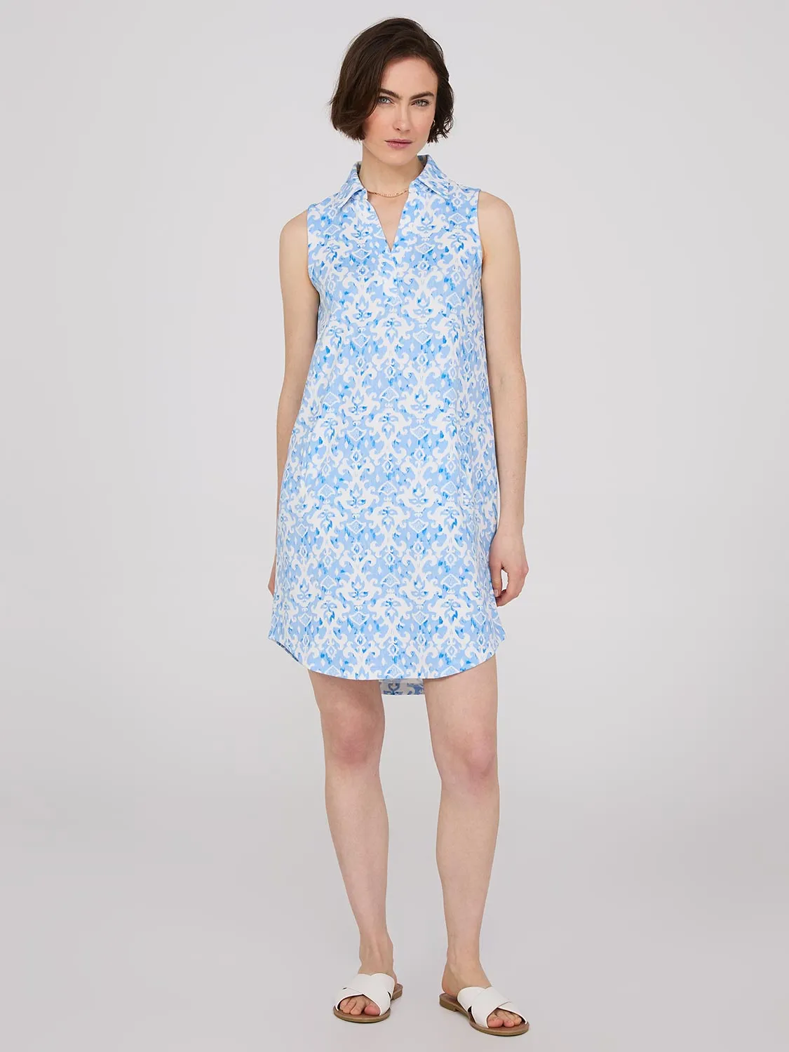 Abstract Print Popover Dress With Pockets