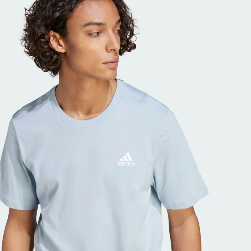 ADIDAS MEN'S SMALL LOGO BLUE TEE