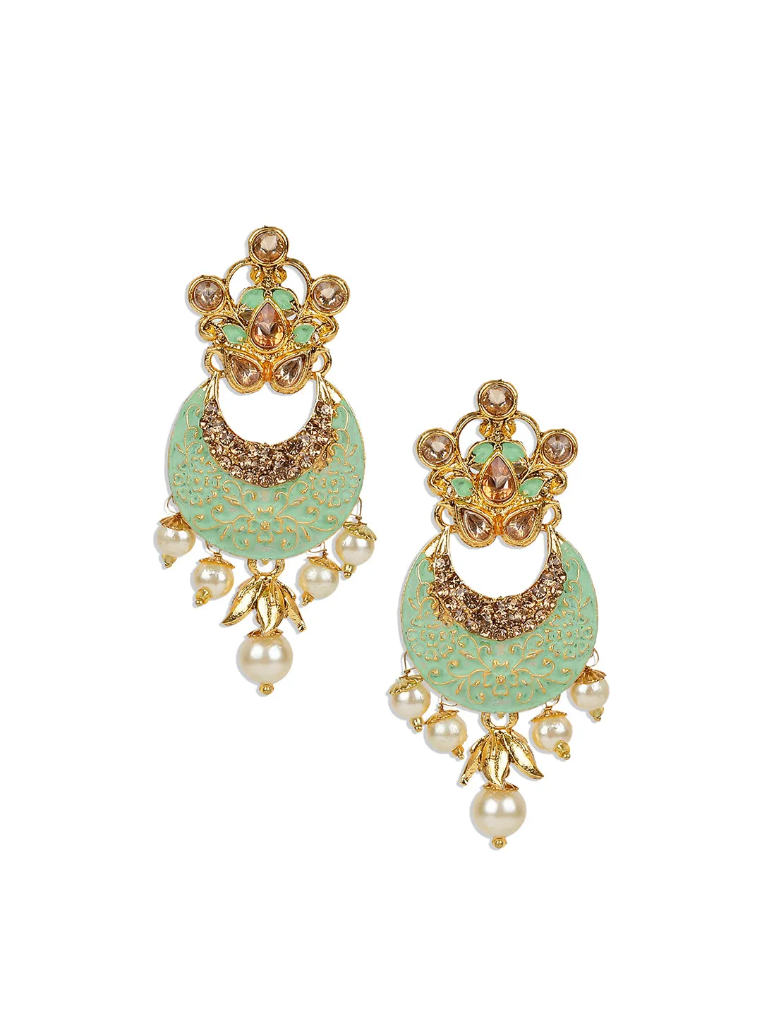 Antique Matte Gold Finish Meenakari Pearl Jewellery - Anikas Creation