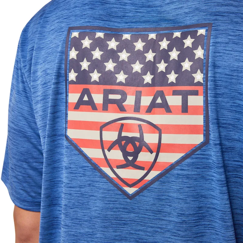 'Ariat' Men's Charger Ariat Proud Shield T-Shirt - Monaco Blue