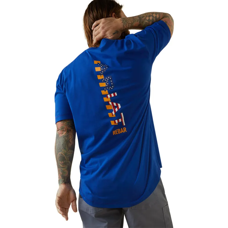 'Ariat' Men's Rebar Workman Logo T-Shirt - Royal Blue / USA