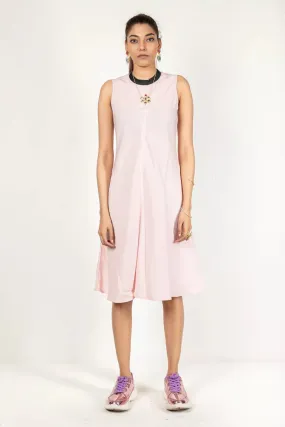 Baby Pink Polo Neck Linen Bamboo Dress