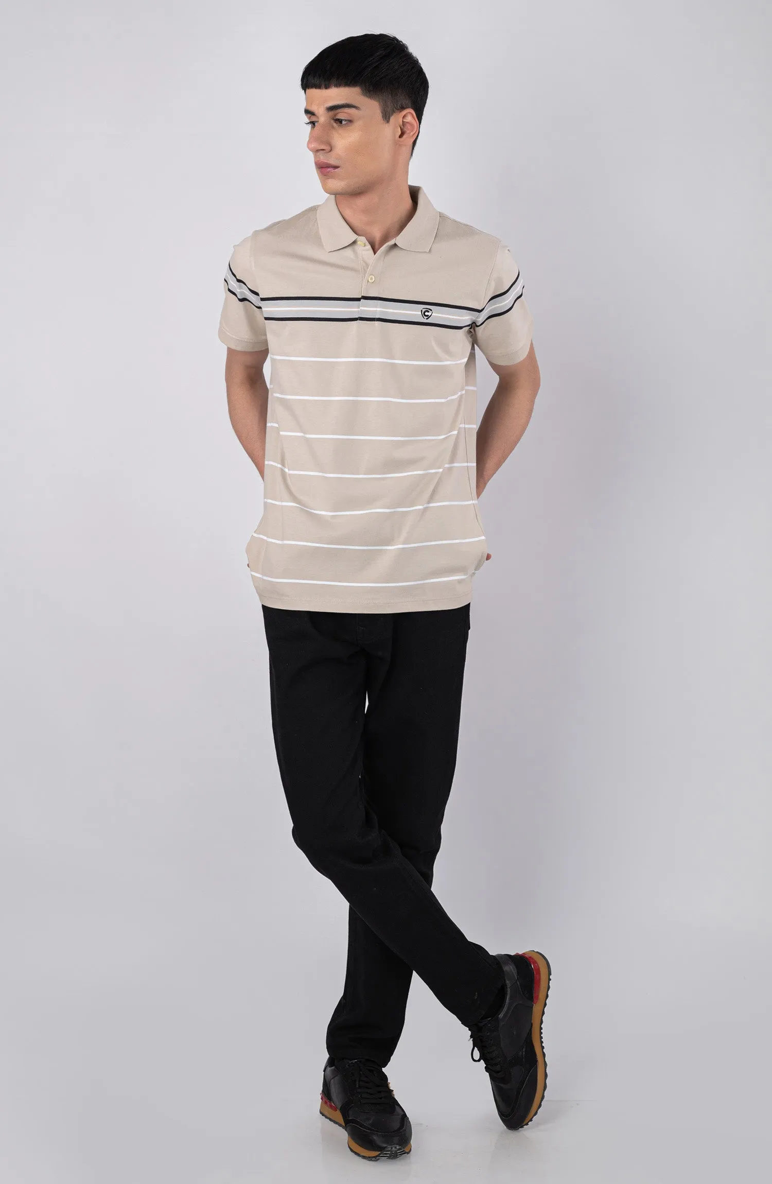 Beige Stripes Polo Shirt