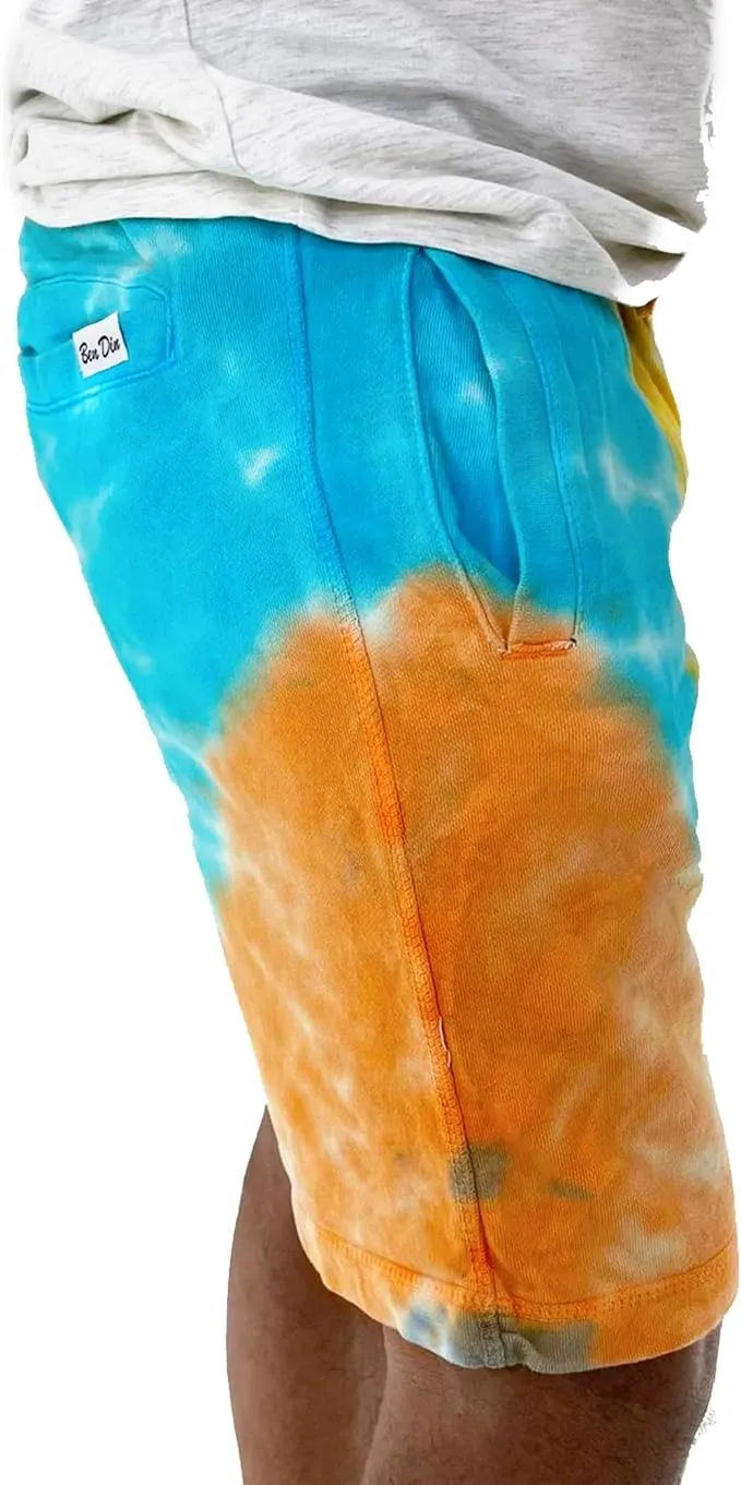 Ben Din Tie Dye Shorts Men |Quick Dry Tie Dye Swim Trunks for Men | Work Out Sweat-Absorbing |Beach Shorts for Bathing