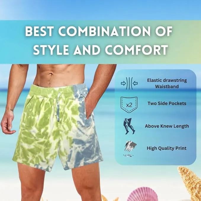 Ben Din Tie Dye Shorts Men |Quick Dry Tie Dye Swim Trunks for Men | Work Out Sweat-Absorbing |Beach Shorts for Bathing