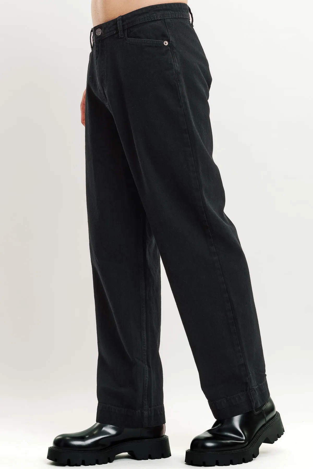 Black Relaxed Straight Men's Jeans