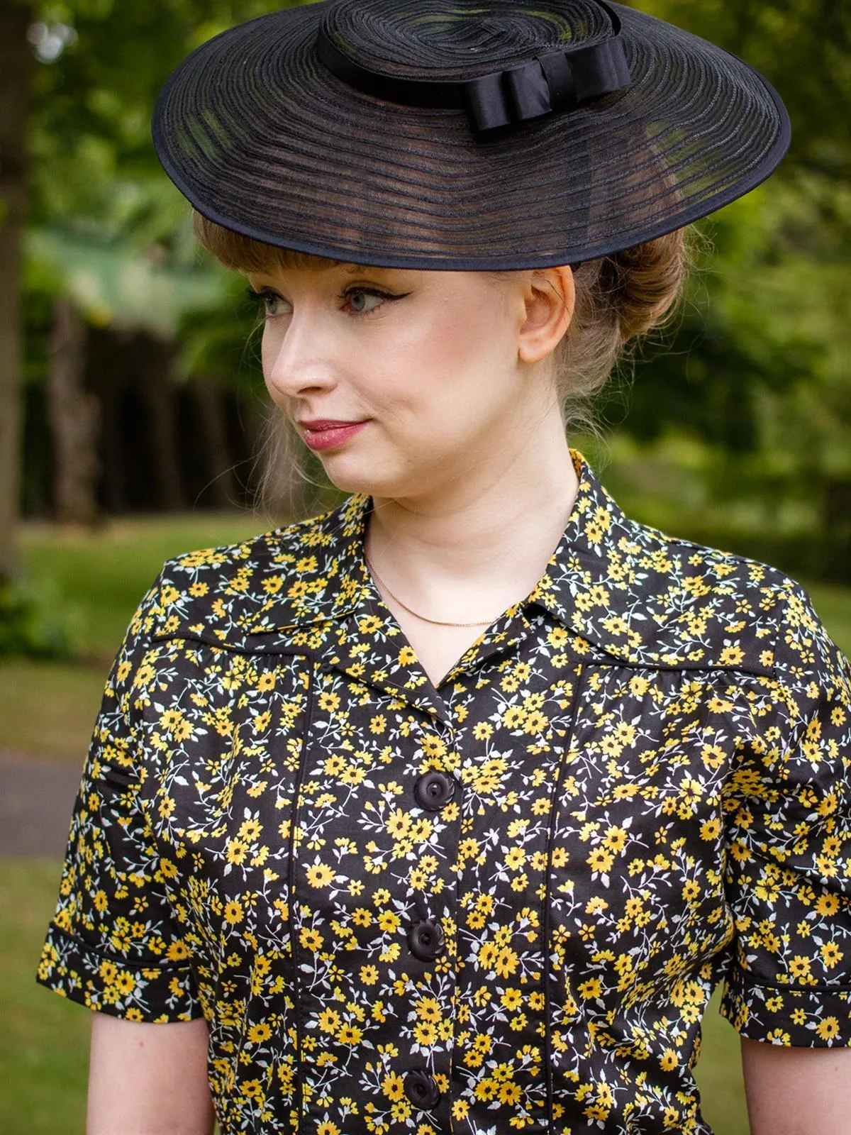 Black Sheer 1940s Style Tilt Hat