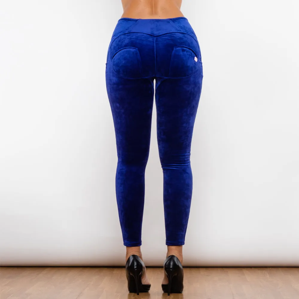 Blue Chenille High Waist Lifting Leggings