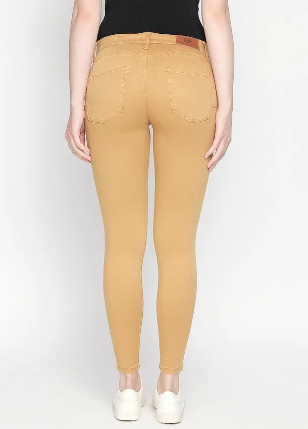 Brazil Camel Non-Denim Skinny Jeans