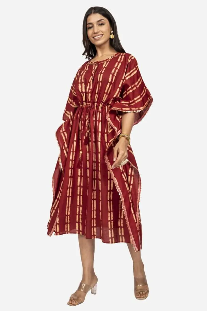 BRICK MAROON KAFTAN DRESS