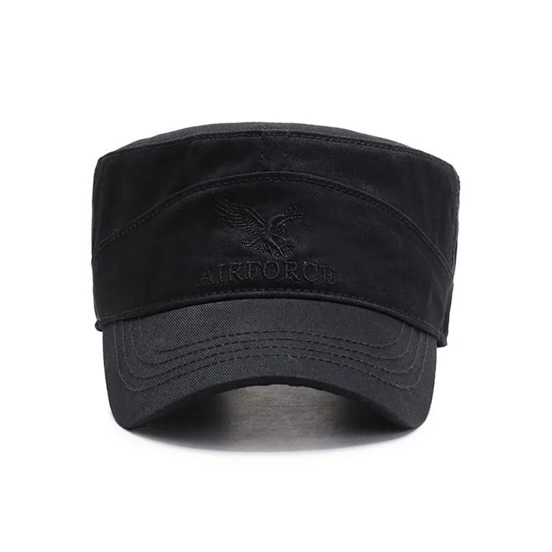 Buckled Cotton Military Hat with Eagle Embroidery Logo