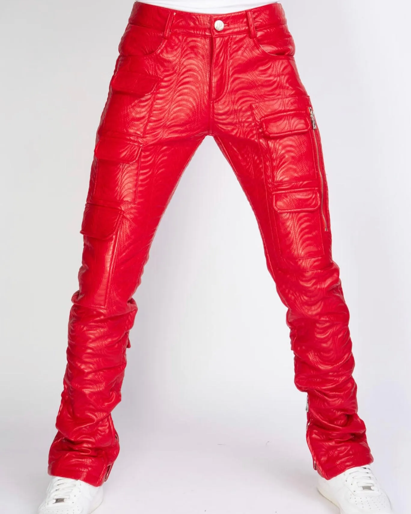 Cargo PU leather Stacked Pants