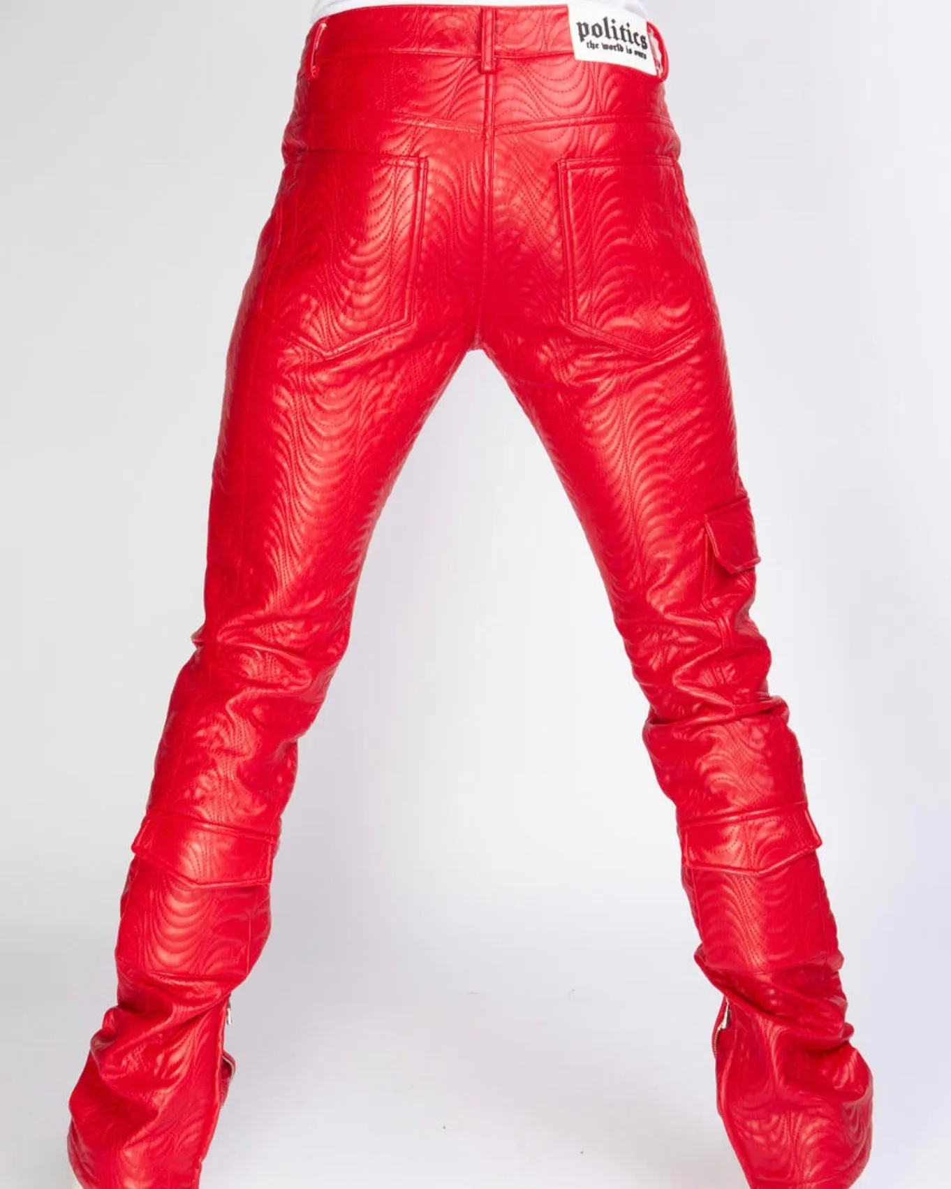 Cargo PU leather Stacked Pants