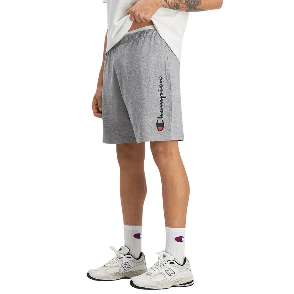 CHAMPION MEN'S SCRIPT GREY OXFORD HEATHER JERSEY SHORTS