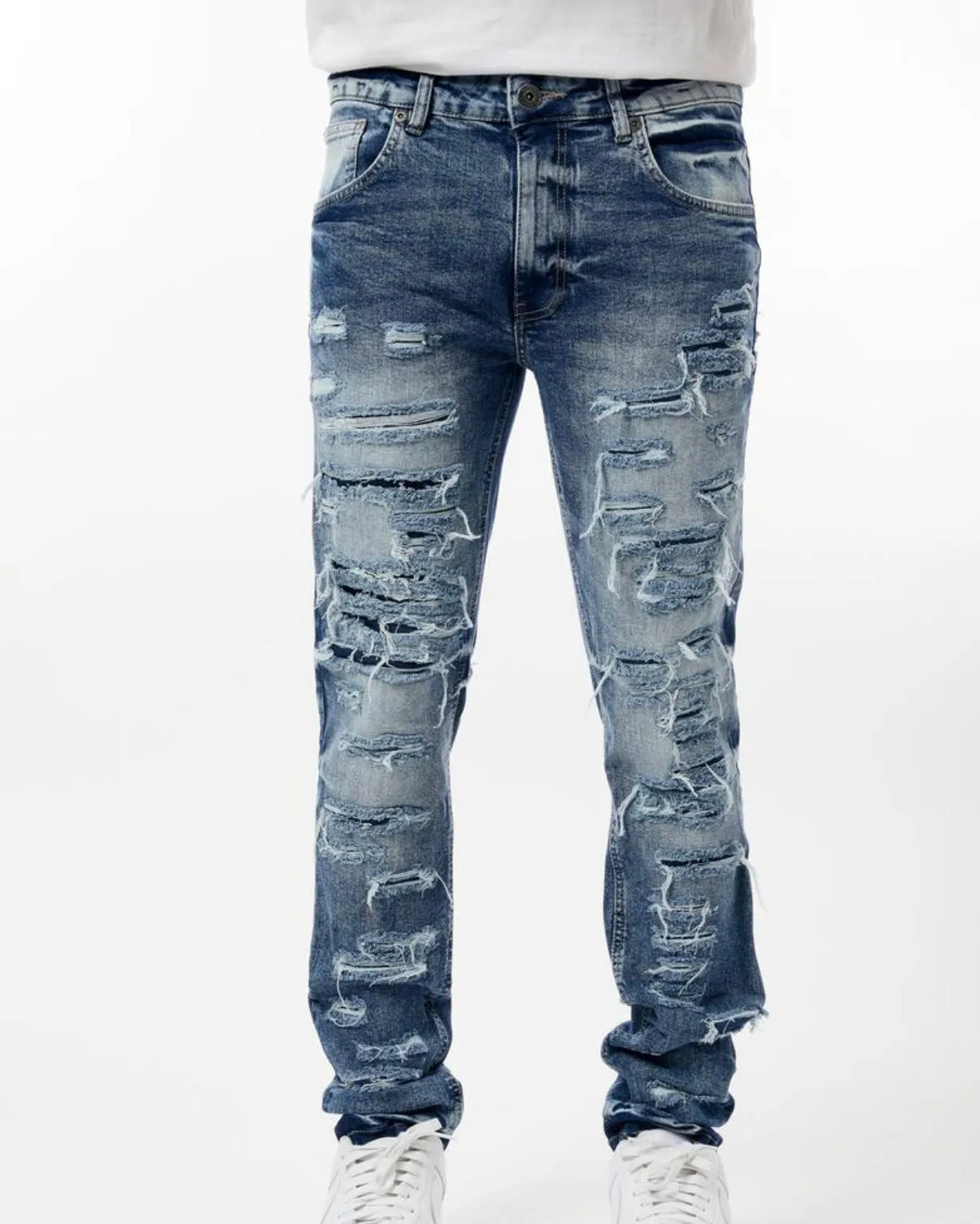 Destroyed & Repaired Denim Jean