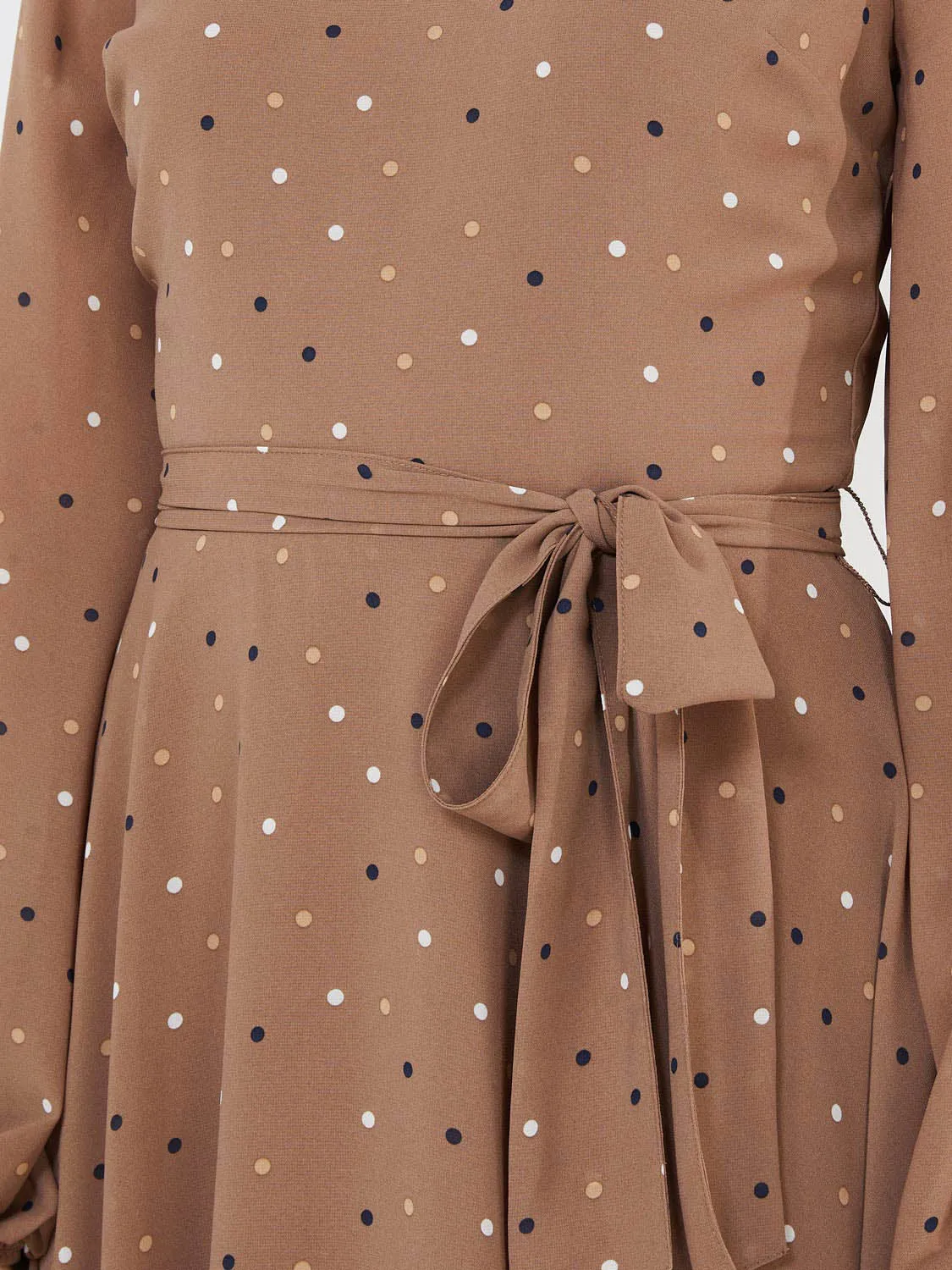 Dot Print Chiffon Fit & Flare Dress