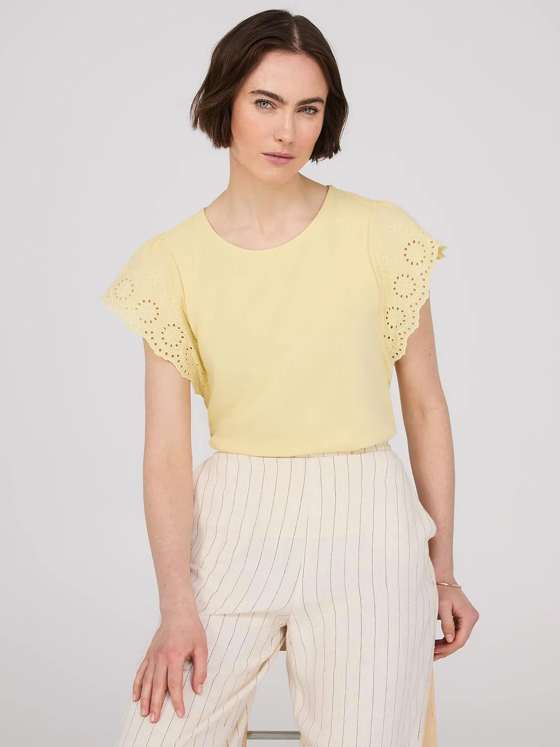 Embroidered Short Sleeve Top