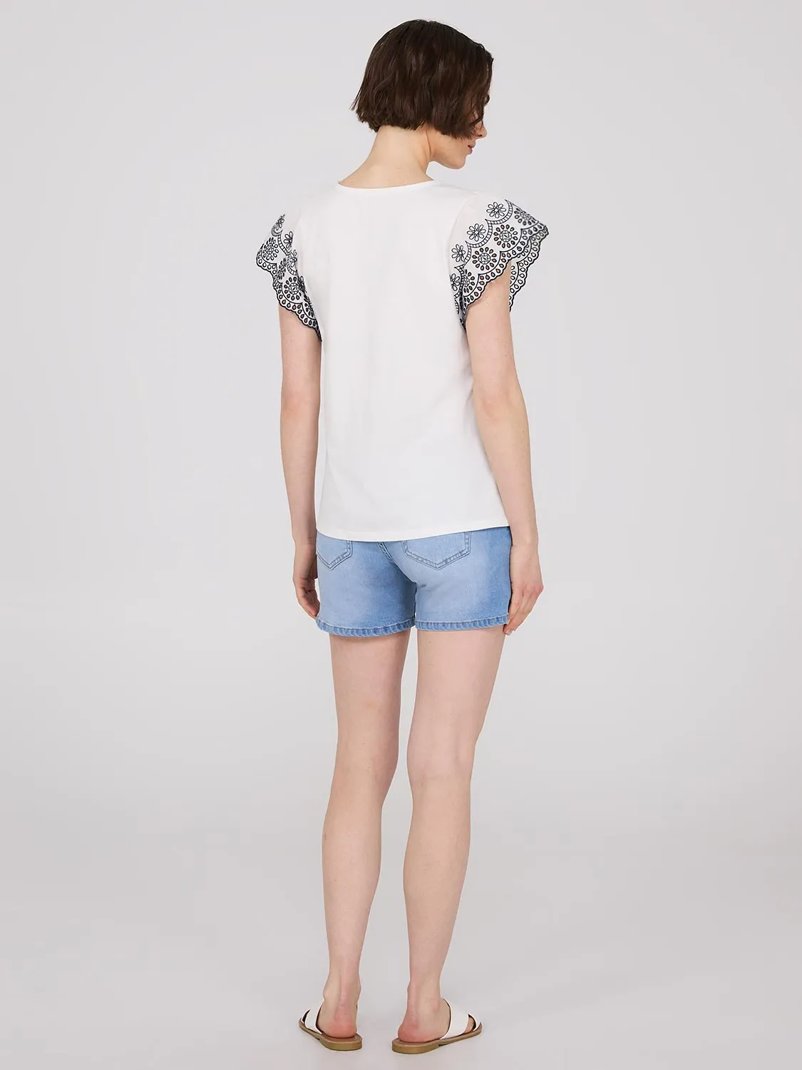 Embroidered Short Sleeve Top