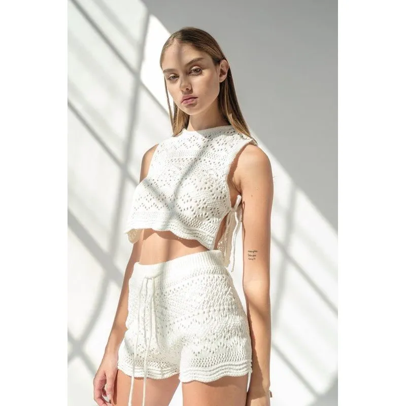 Estrella Crochet Tank and Shorts Set - Shorts