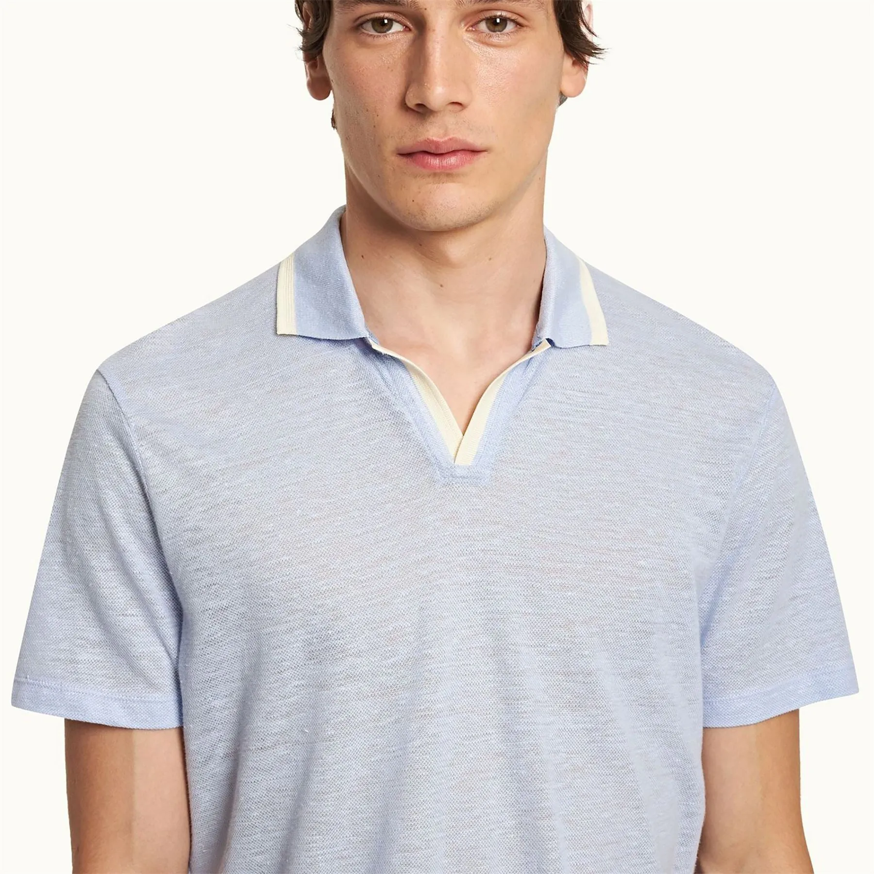 Felix Linen Pique Polo Soft Blue - SS24