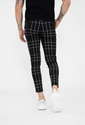 Frilivin Slim Trousers With Triple Grid Print