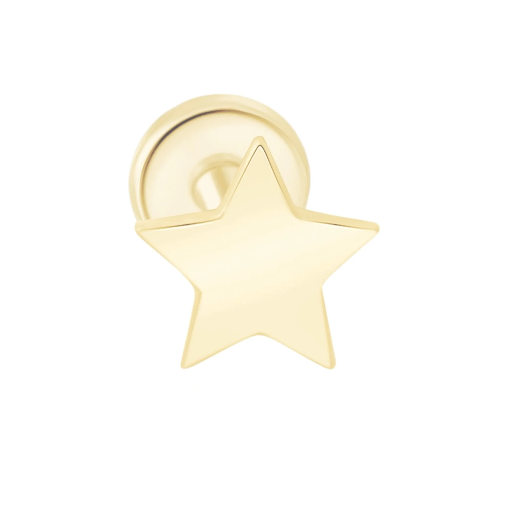 Gold Star Flat Back Stud in Solid Yellow 14k Gold