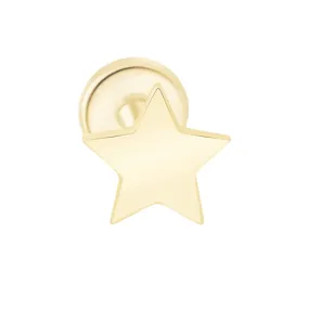 Gold Star Flat Back Stud in Solid Yellow 14k Gold