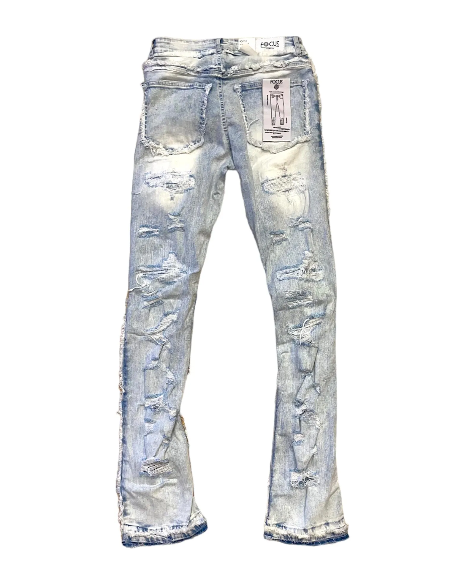 Heavy Distressed Stacked Denim Jean