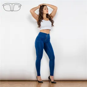 High Waist Dark Thread Dark Blue Jeans