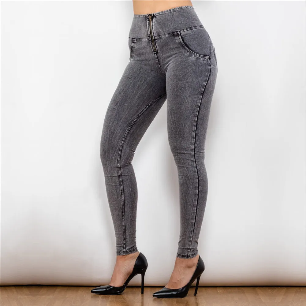 High Waist Dark Thread Grey Jeans