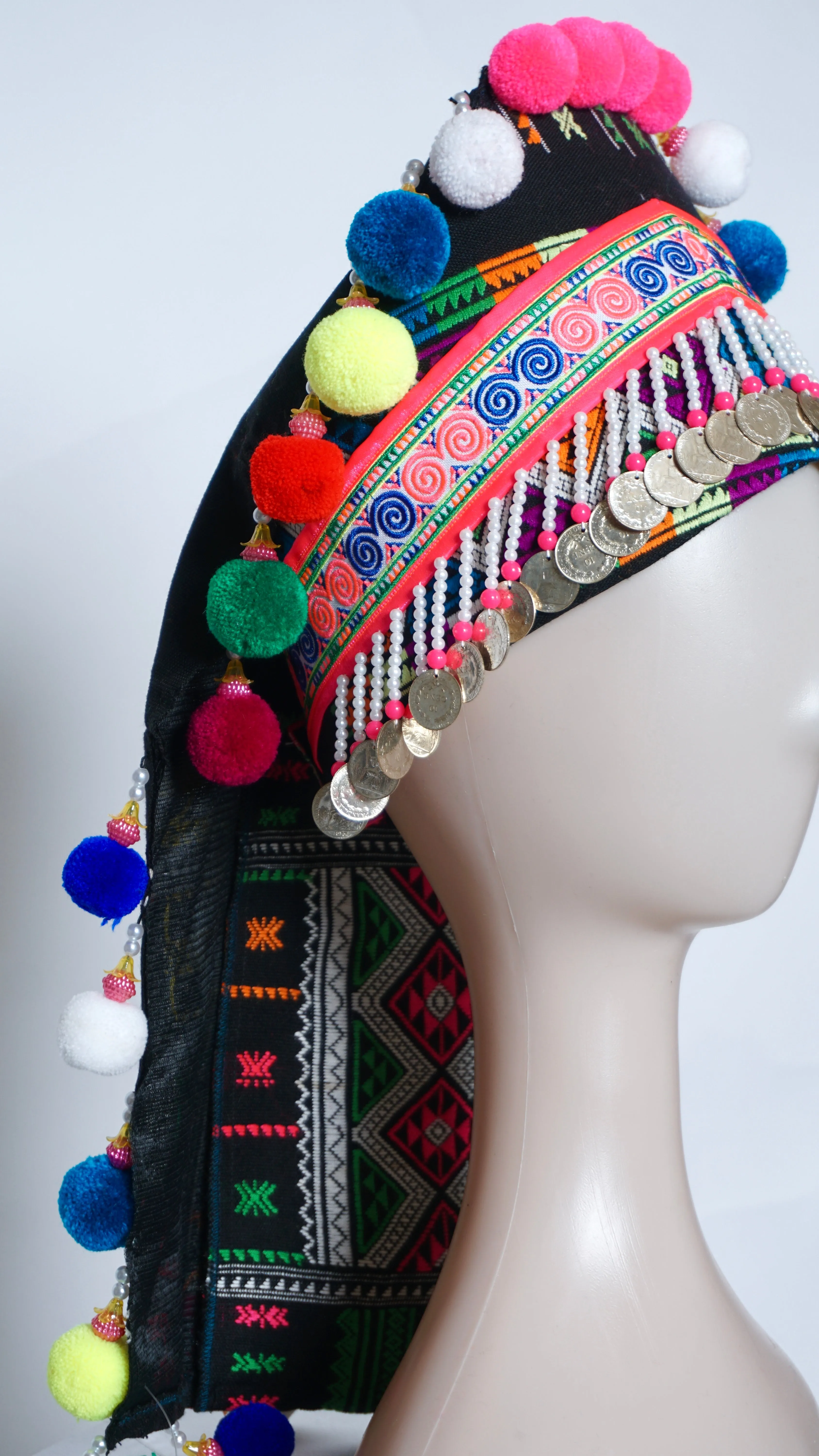 Stylish Hmong Txaij Hat - 23 to 24 Adjustable Size for Comfortable Fit