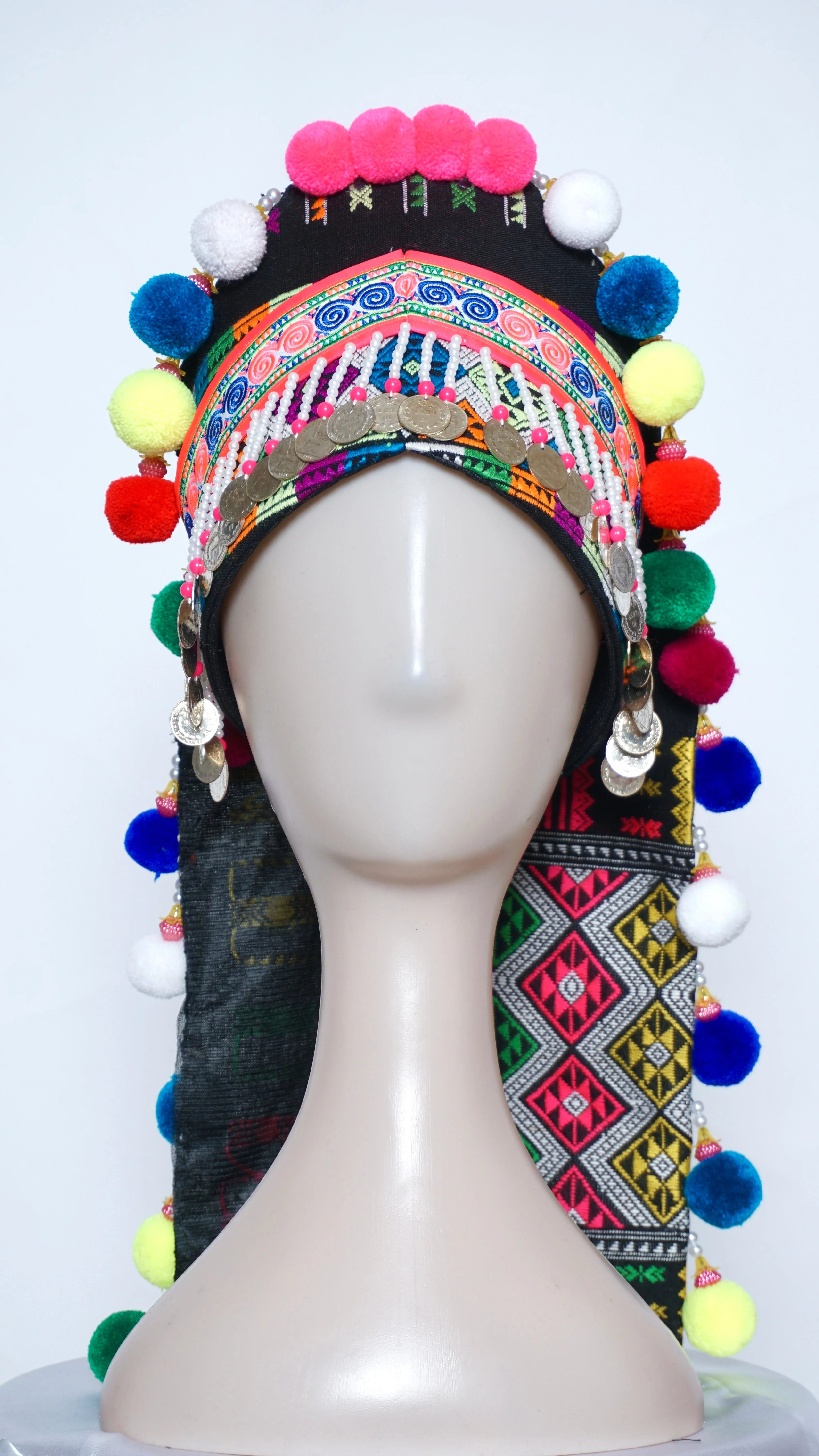 Stylish Hmong Txaij Hat - 23 to 24 Adjustable Size for Comfortable Fit