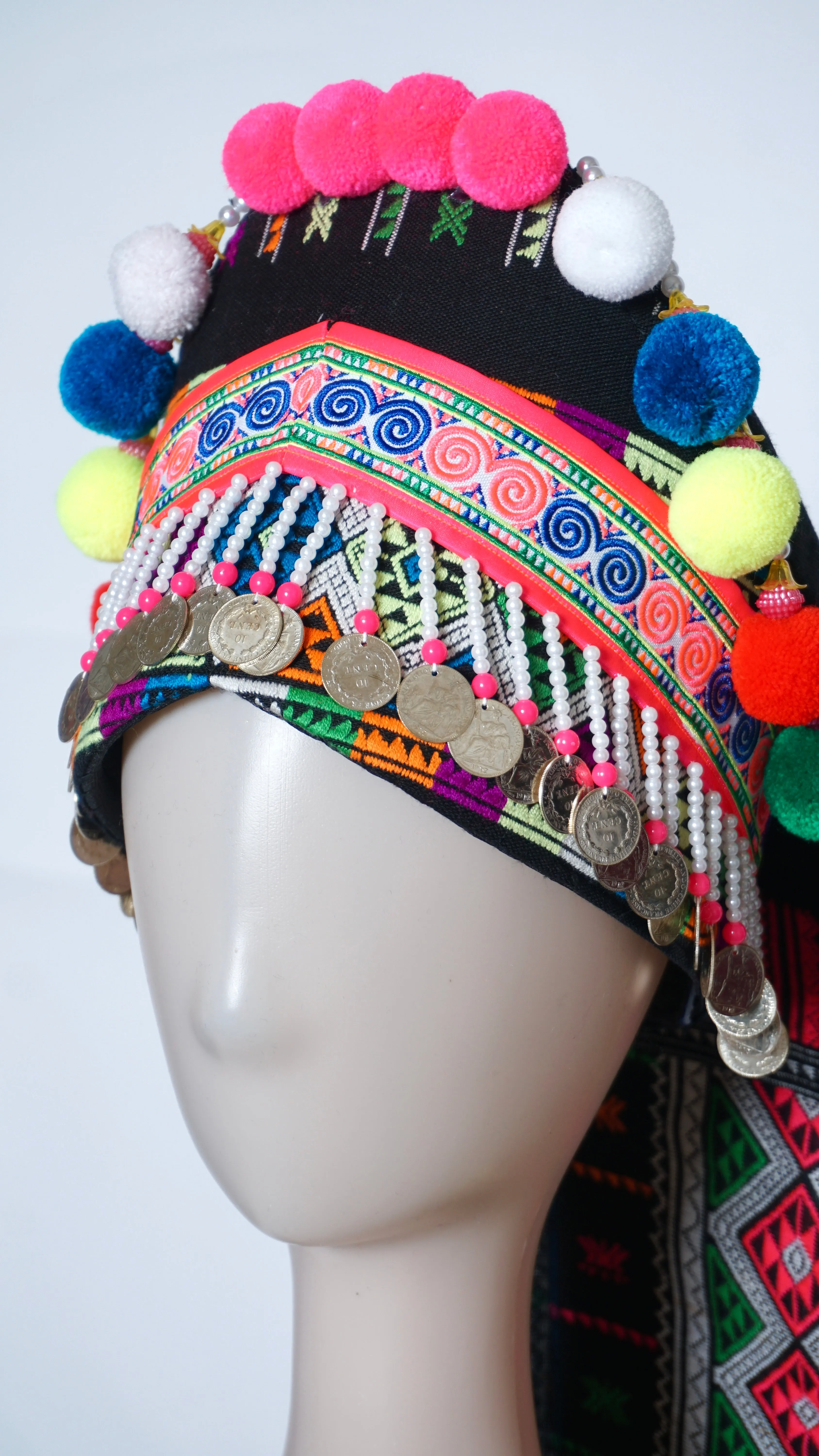 Stylish Hmong Txaij Hat - 23 to 24 Adjustable Size for Comfortable Fit