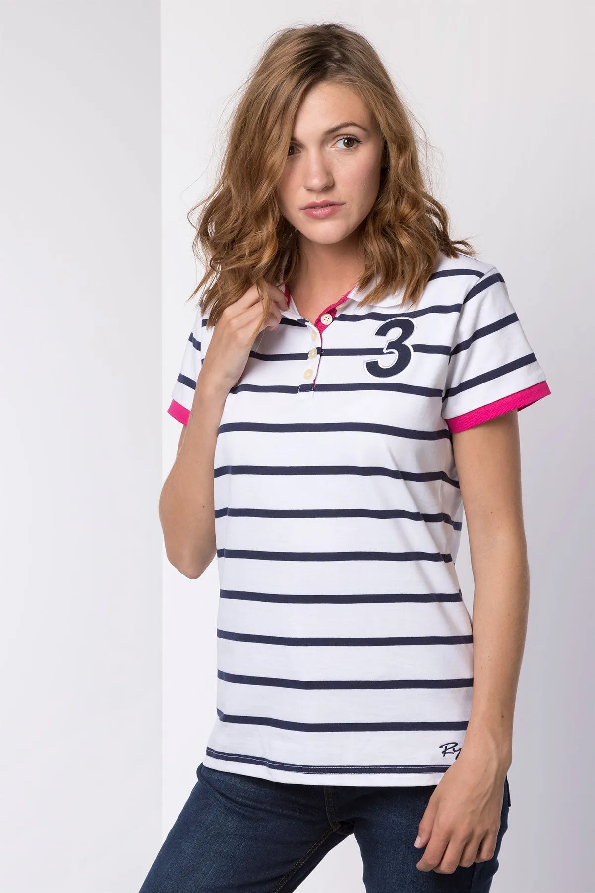 Ladies Haxby Hooped Polo Shirt