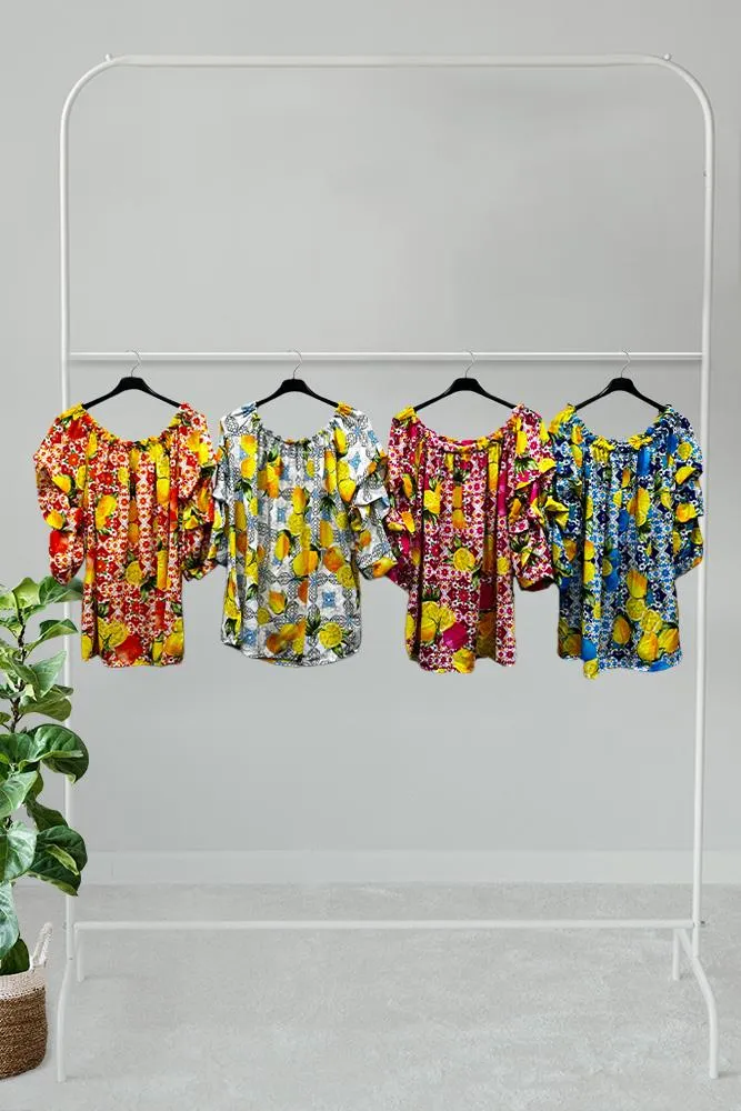 Lemon Print Tunic Top