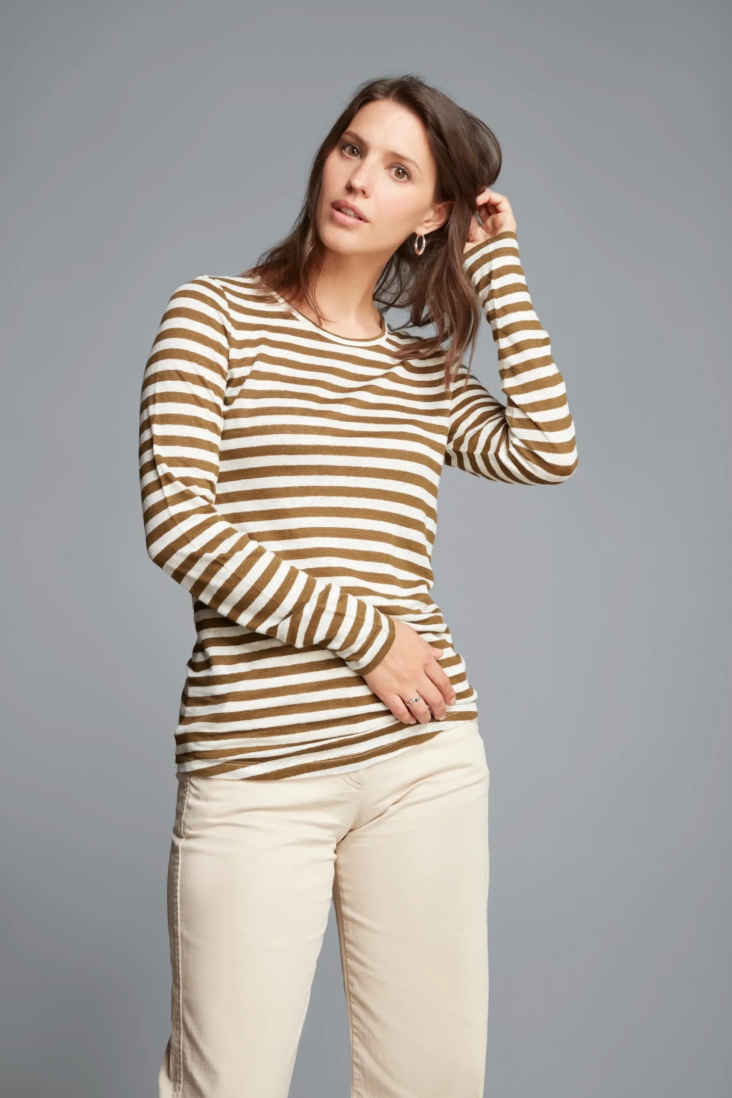 Long Sleeve Striped Linen T-shirt | Multiple Colours