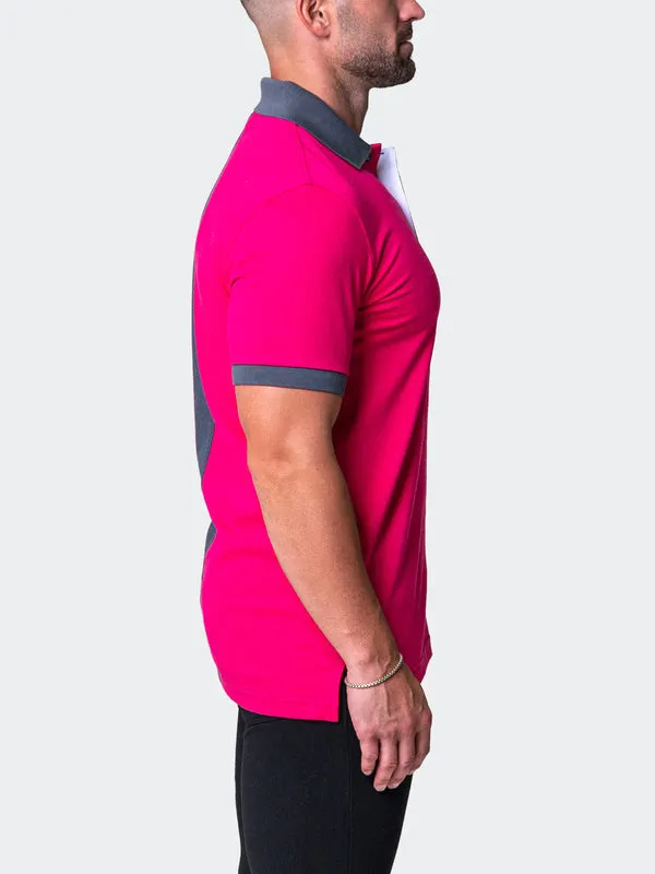 Maceoo Stretch Short-Sleeve Polos | Polo Mozart Split Fuchsia Grey