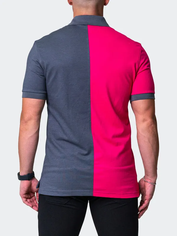 Maceoo Stretch Short-Sleeve Polos | Polo Mozart Split Fuchsia Grey