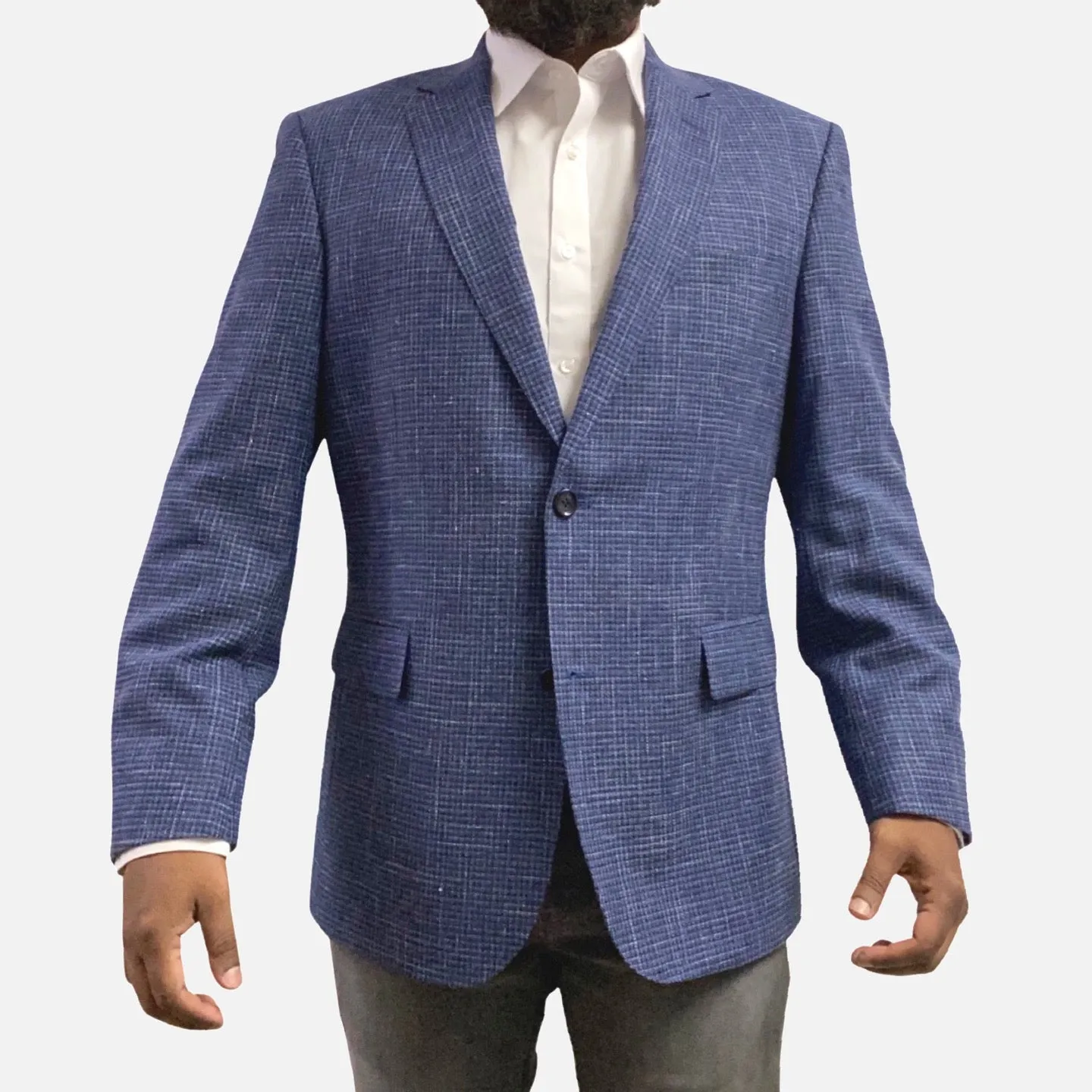 Mens Premium Wool and Cotton Blend Blazer - Modern fit, Single Breasted, Two Button, Notch Lapel