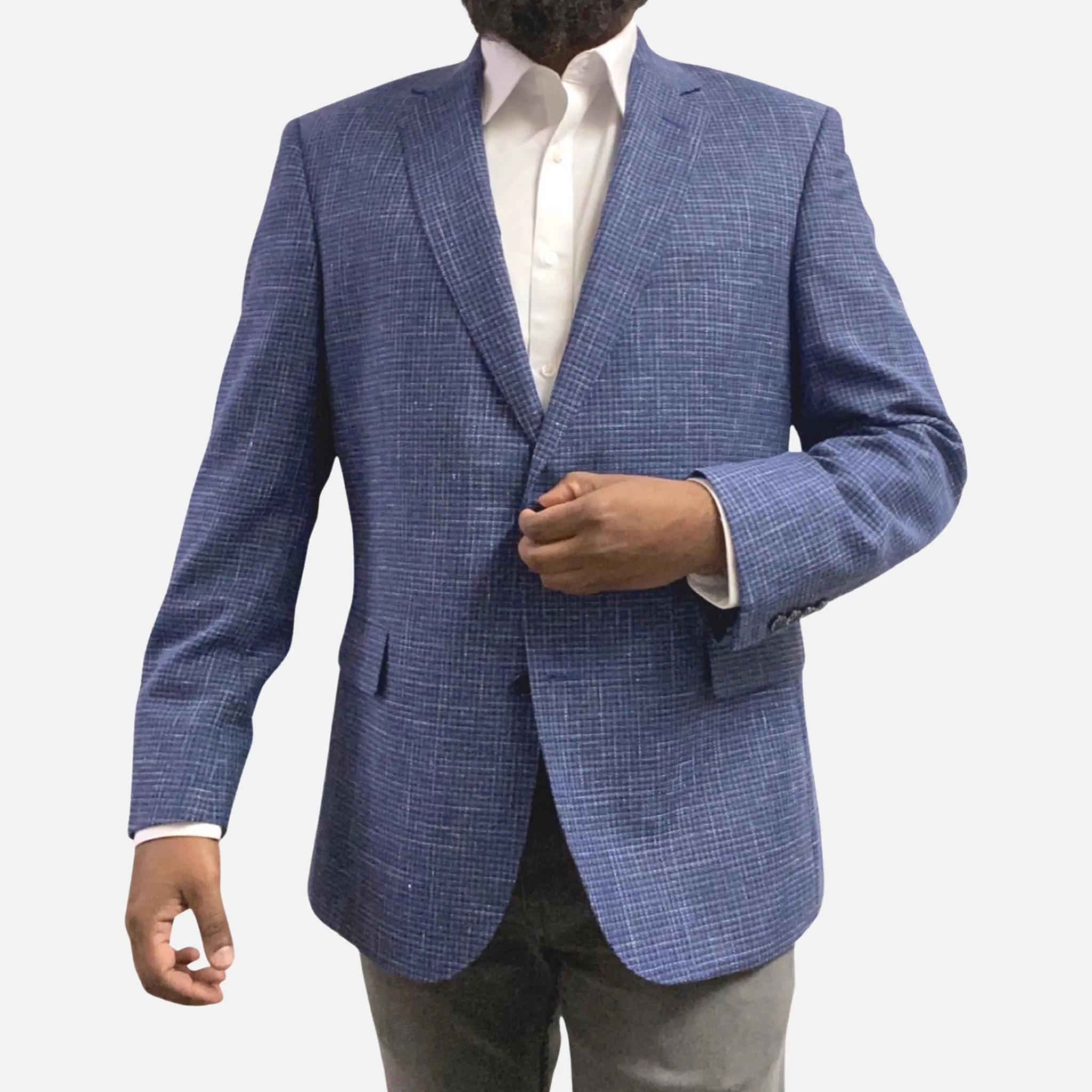 Mens Premium Wool and Cotton Blend Blazer - Modern fit, Single Breasted, Two Button, Notch Lapel