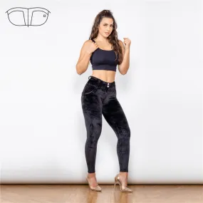 Middle Waist Black Chenille Leggings