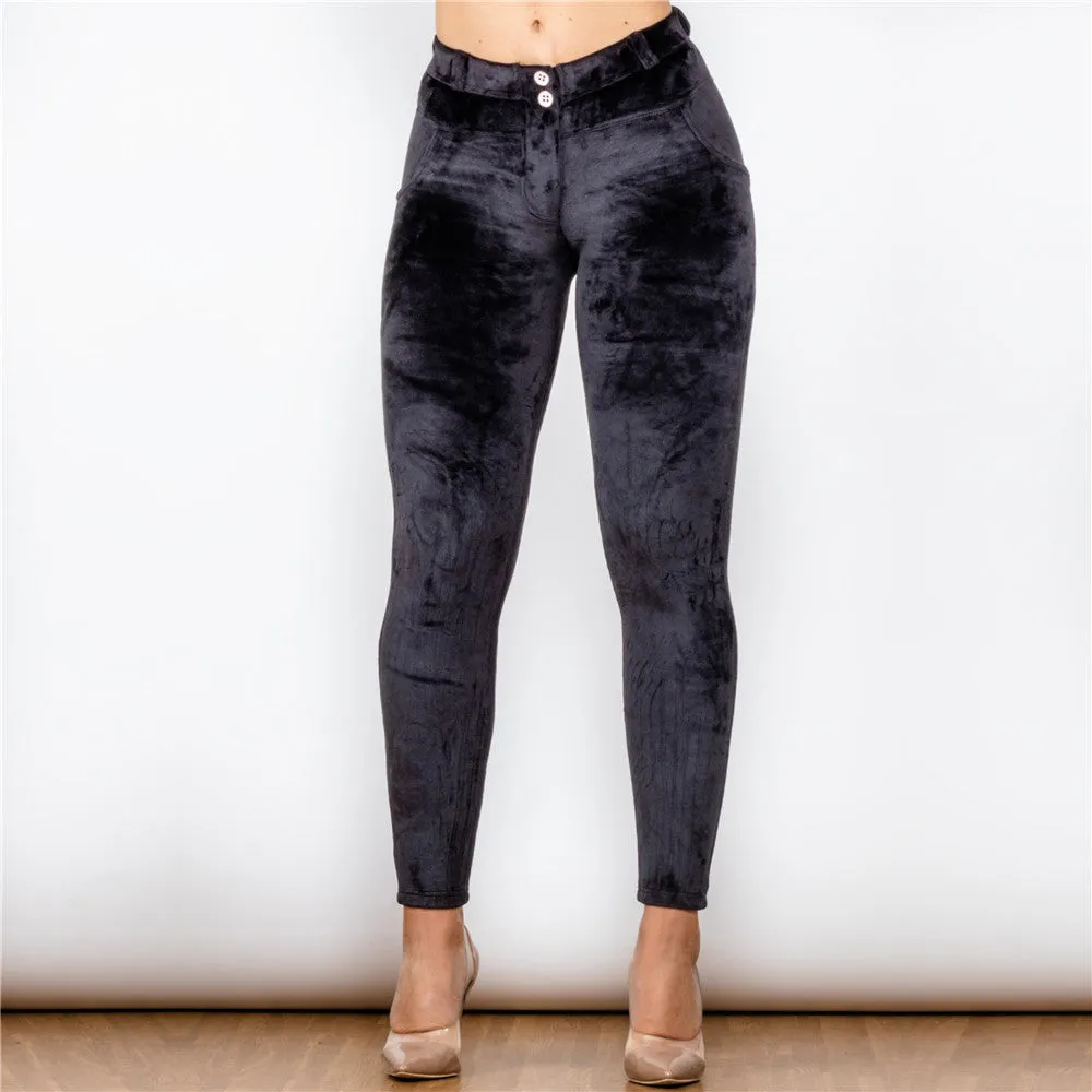 Middle Waist Black Chenille Leggings