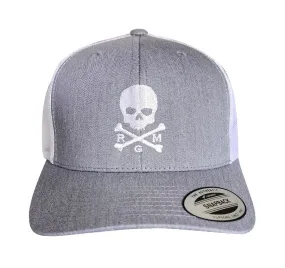 NEW! The RMG Grey/White Skull & Bones Trucker Snapback Hat