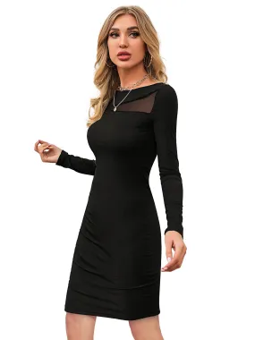 Odette Black Bodycon Knit Fabric For Women