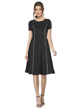 Odette Black Skater Knit Fabric Dress For Women