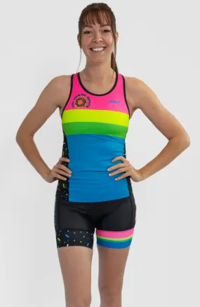 Powered By Donuts Women's Triathlon Tank with Shelf Bra